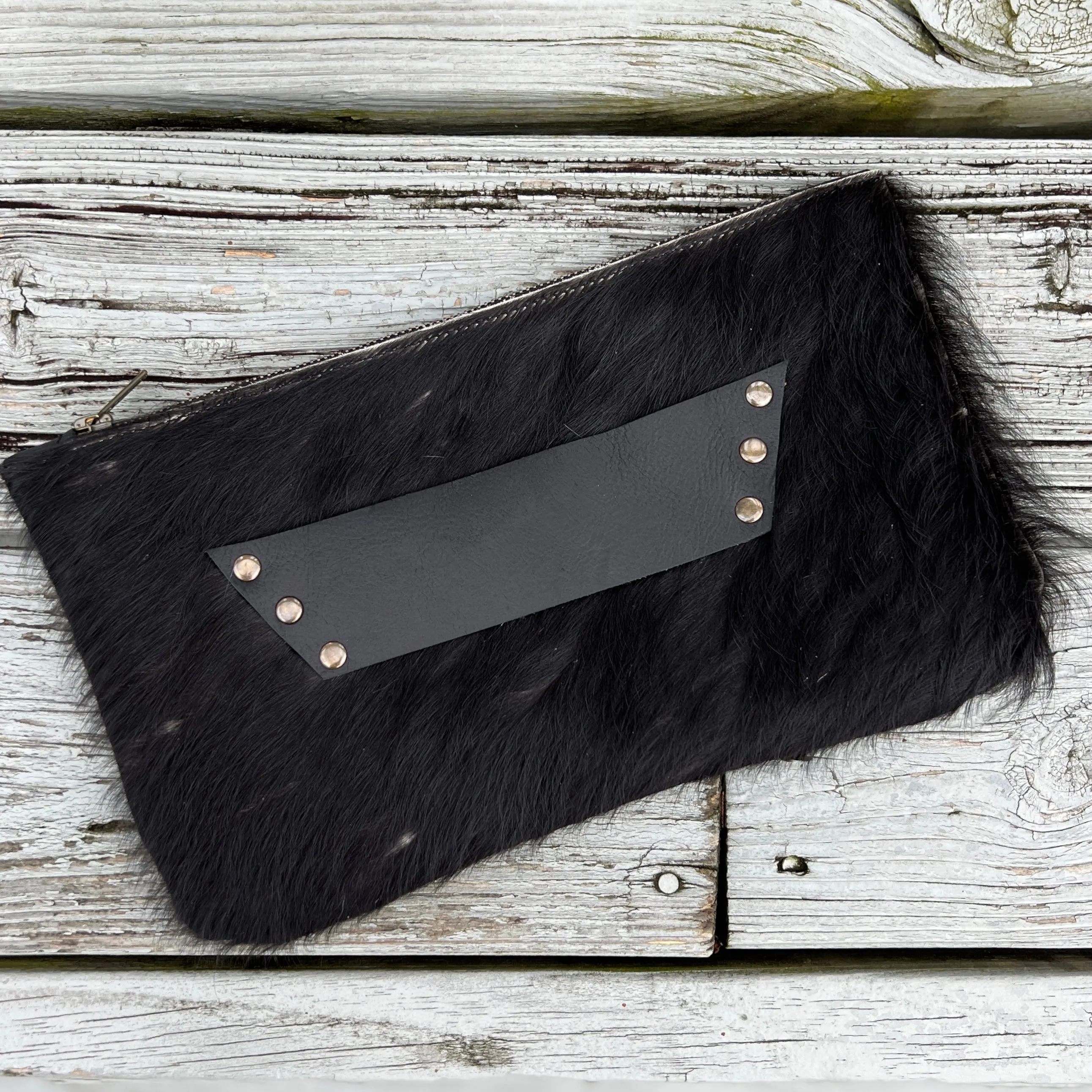 Raleigh Leather Clutch - Black Cowhide