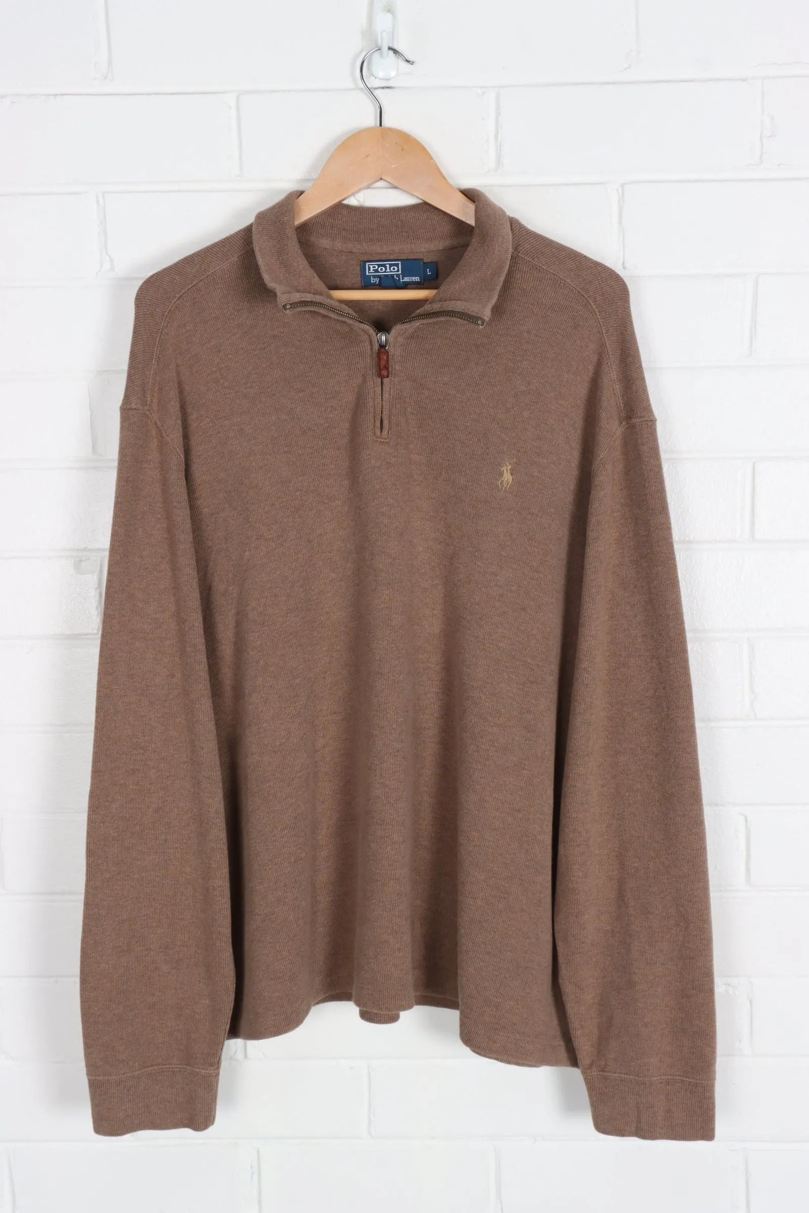 Ralph Lauren Polo Brown 1/4 Zip Knit XXL