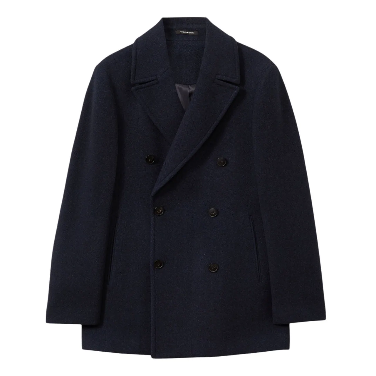 REISS Bergamo Double-Breasted Peacoat - Blue