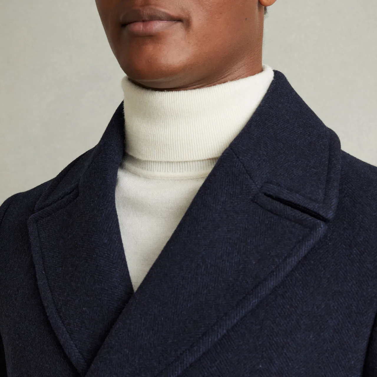 REISS Bergamo Double-Breasted Peacoat - Blue