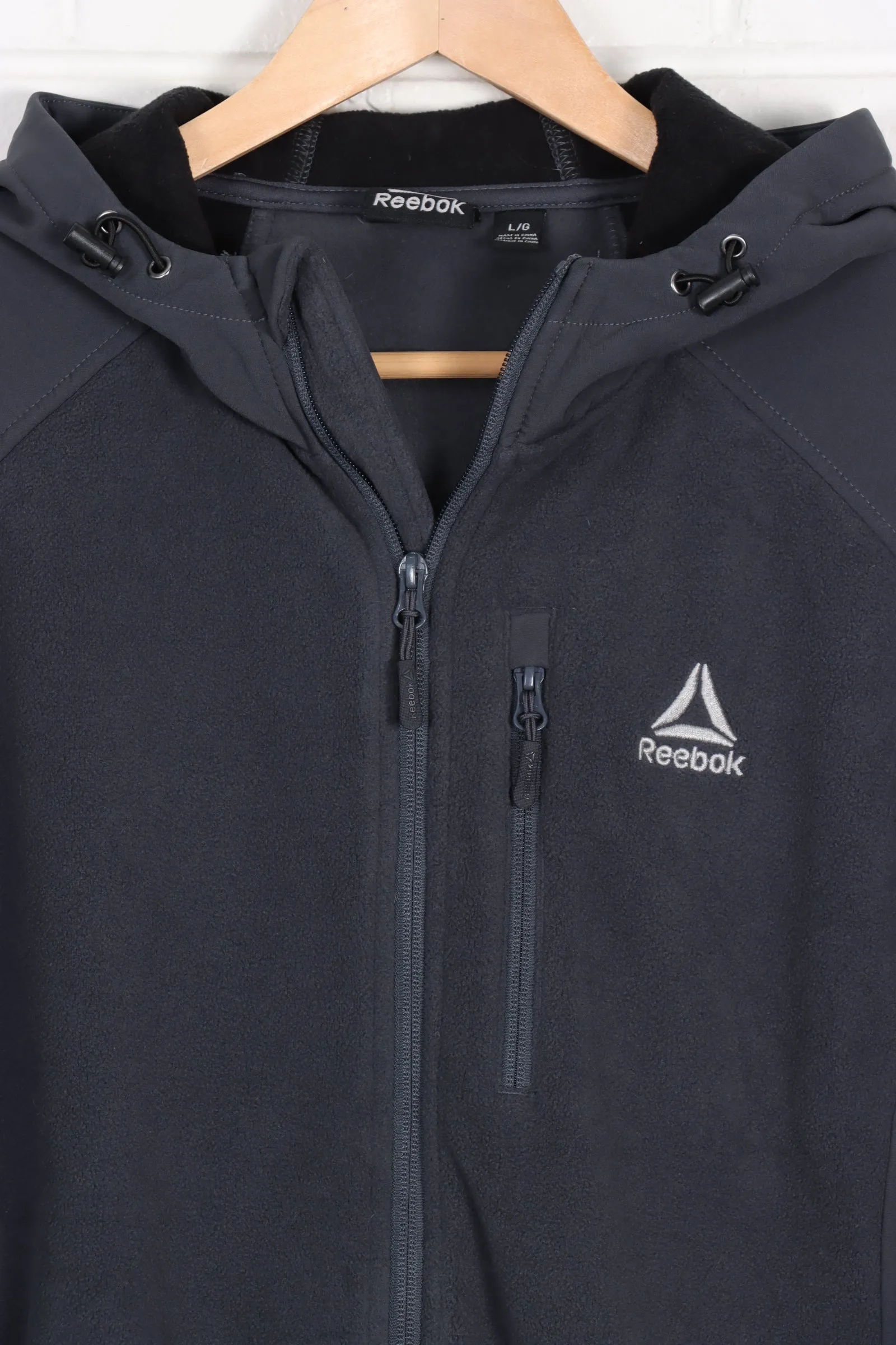 Result: Dark Grey Panel Zip Up Fleece by REEBOK in Size XL