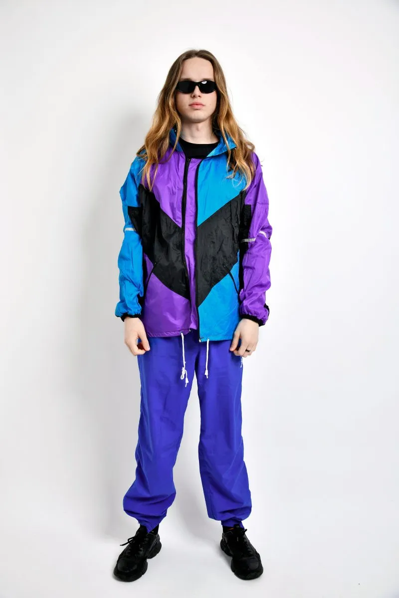 Retro windbreaker men purple