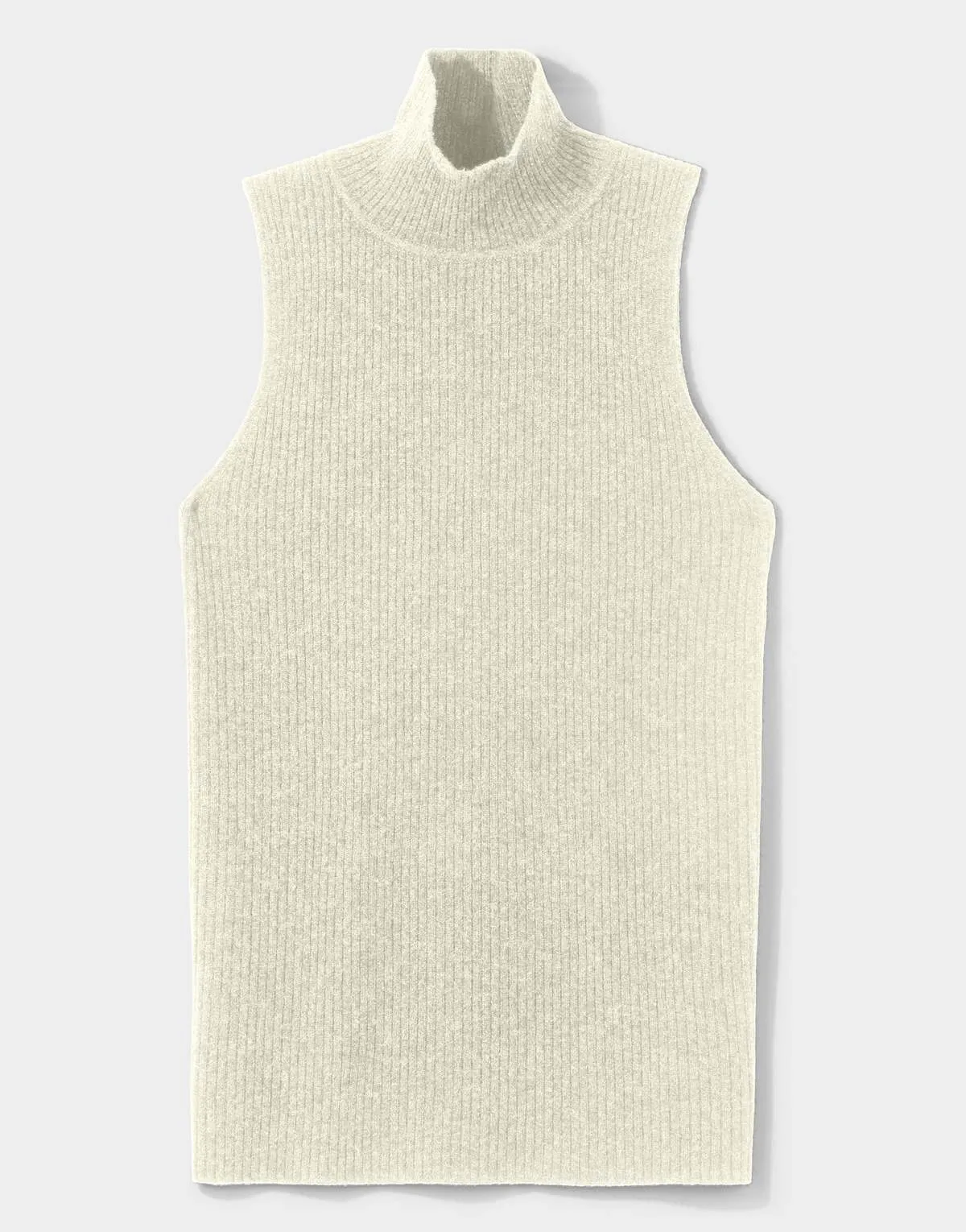 Rib Sleeveless Mock Turtleneck - Crema Cashmere