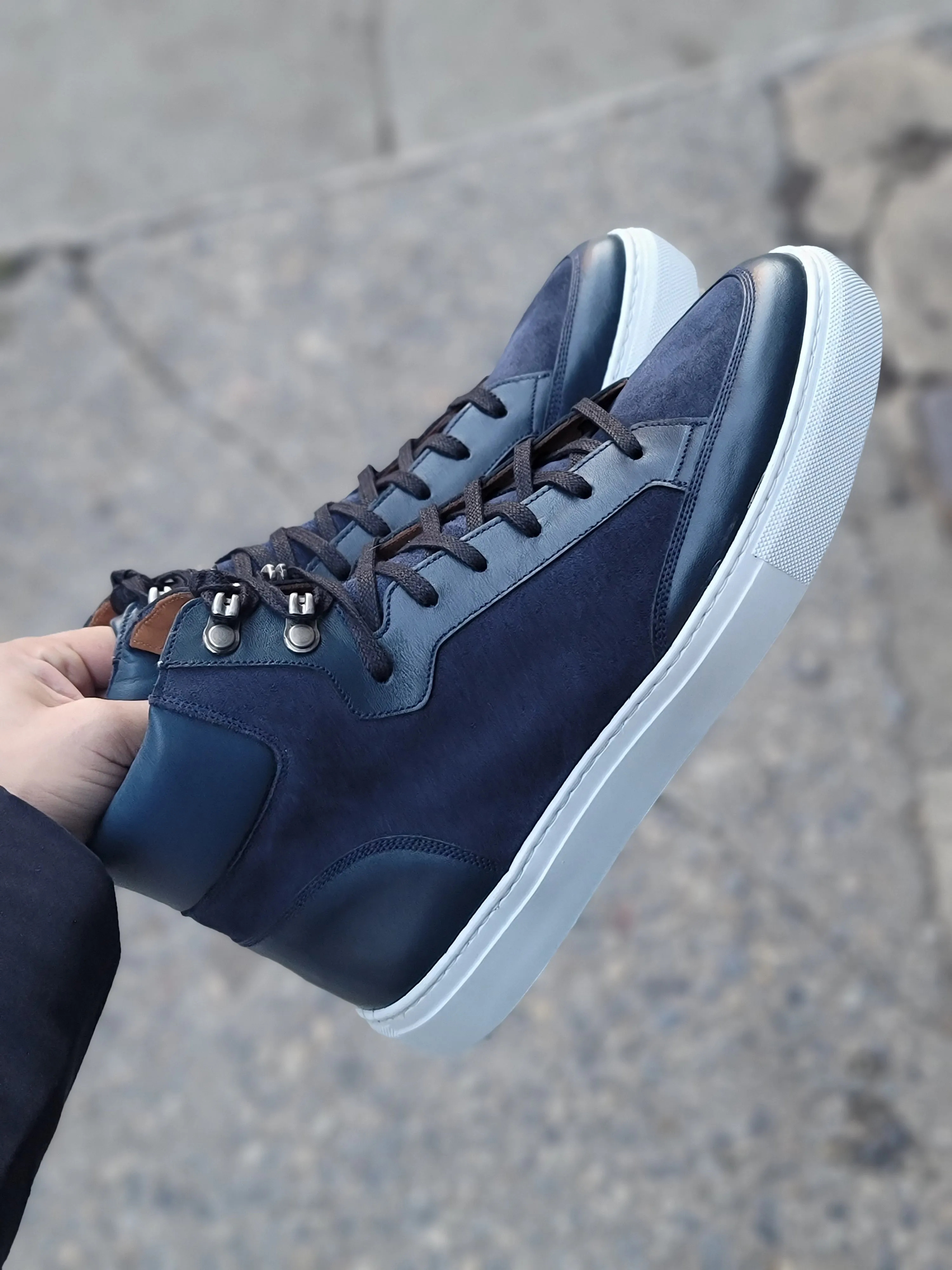 Richland Navy Calf Navy Suede White Sole - Shop Now