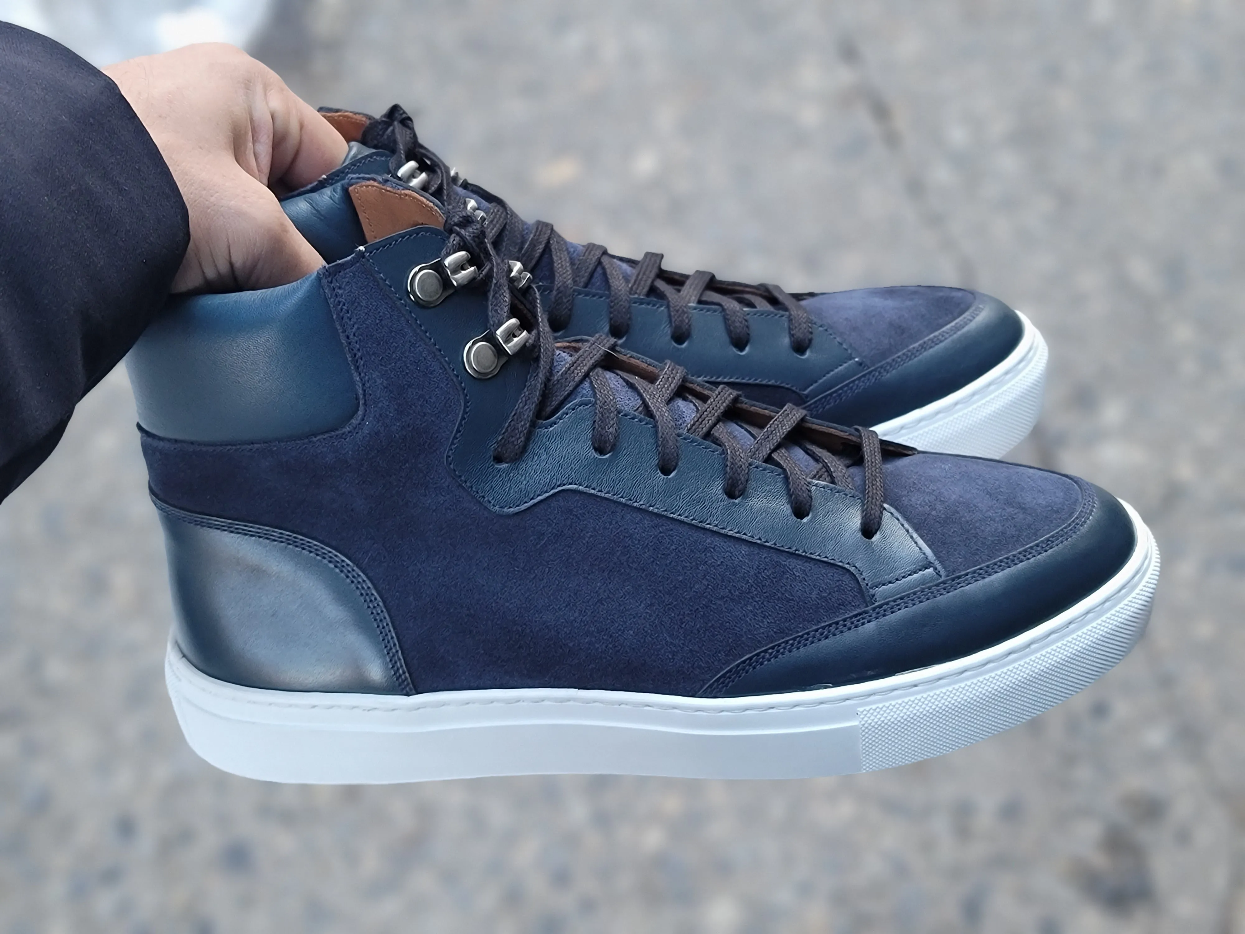 Richland Navy Calf Navy Suede White Sole - Shop Now