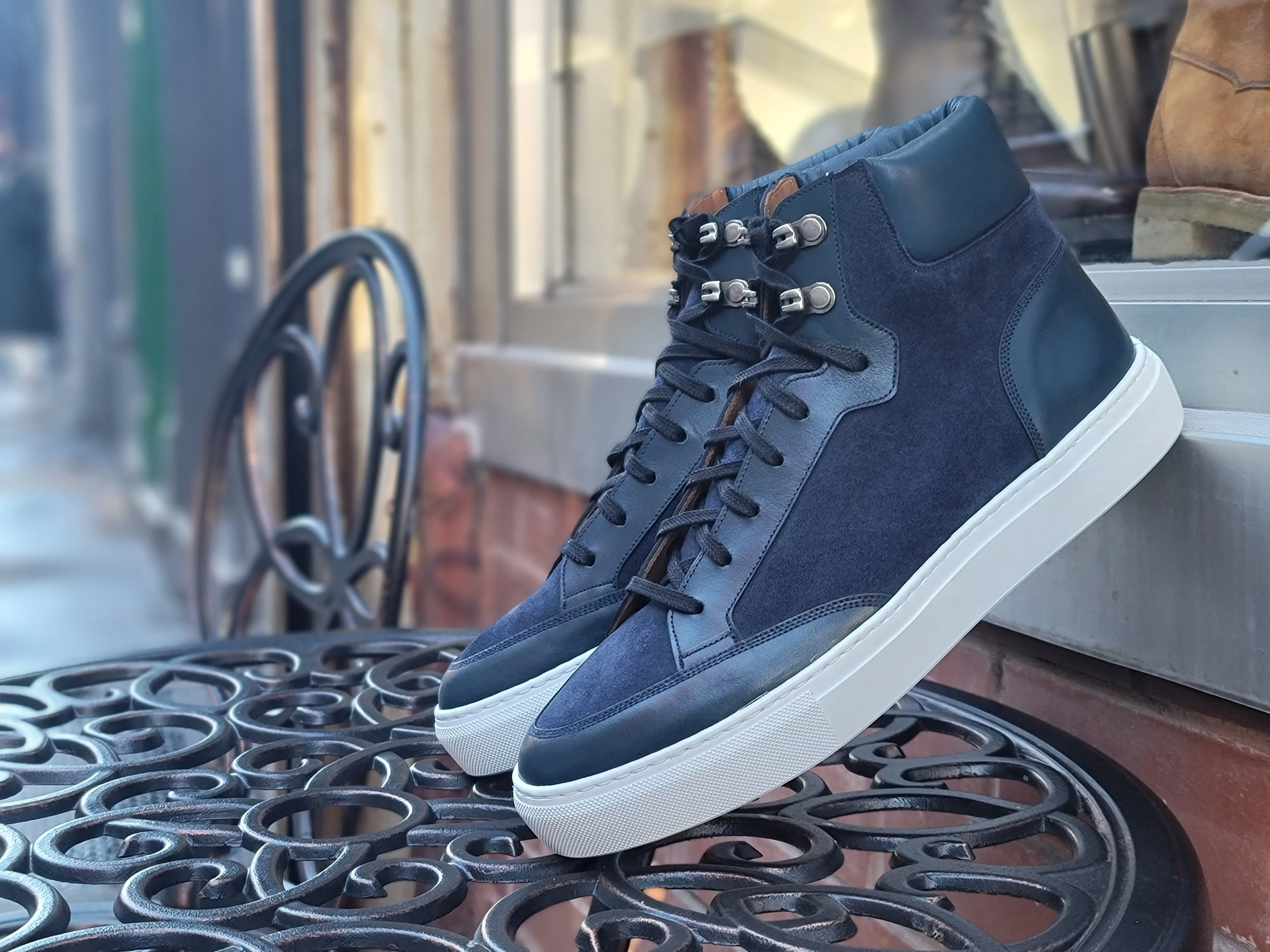 Richland Navy Calf Navy Suede White Sole - Shop Now