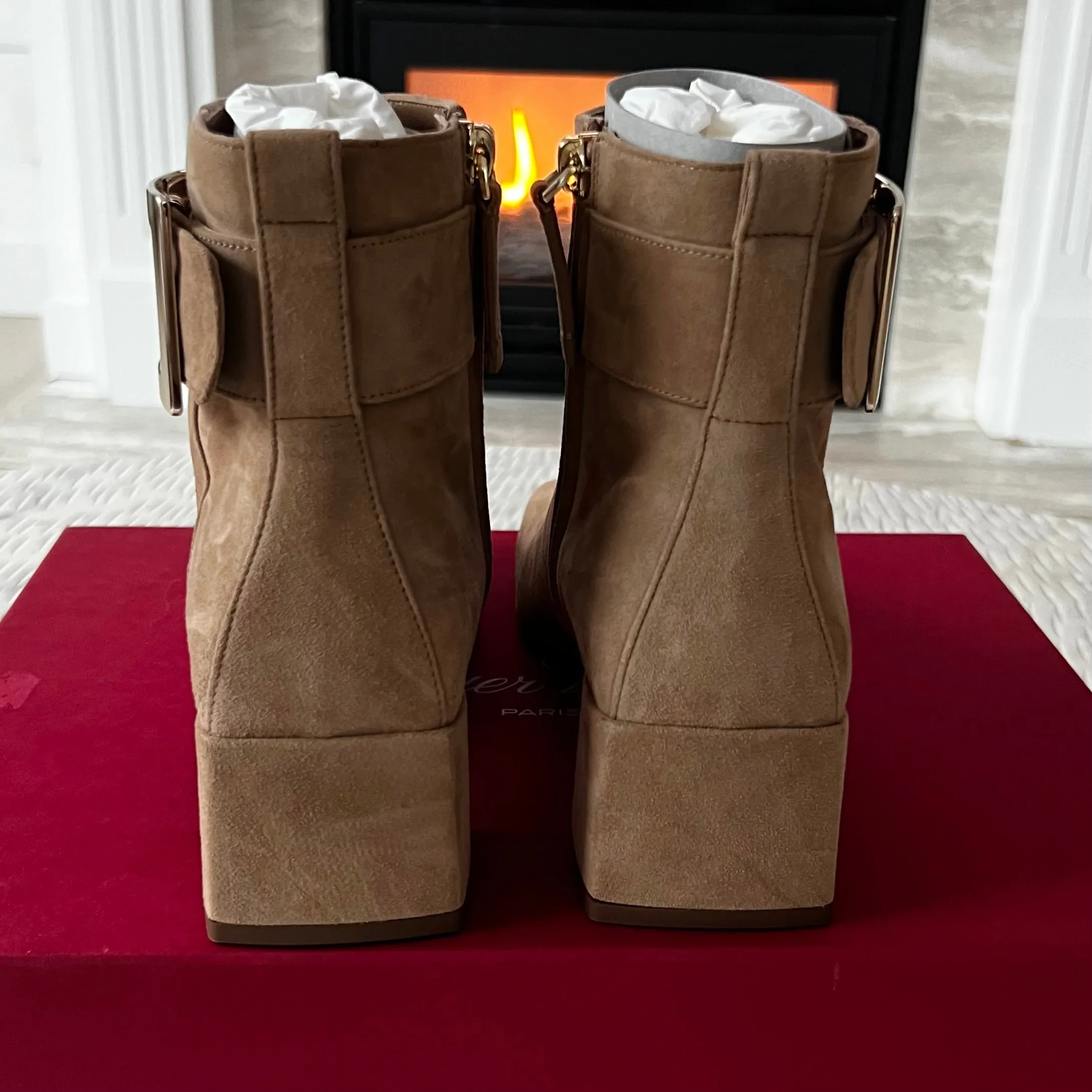 Roger Vivier buckle suede ankle boots.