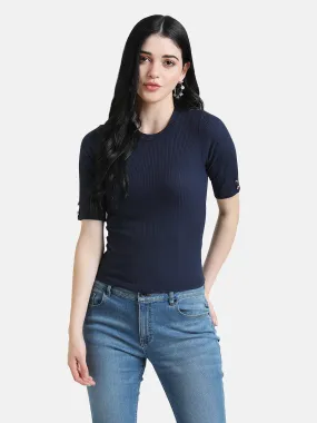 Round Neck Top With Button Detail