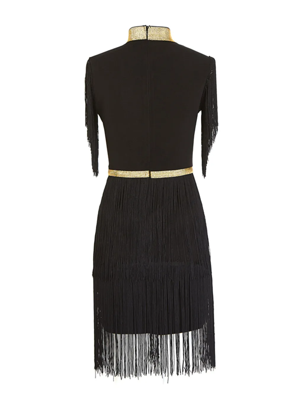 Roxy Black Gold Bandage Dress Tassels.