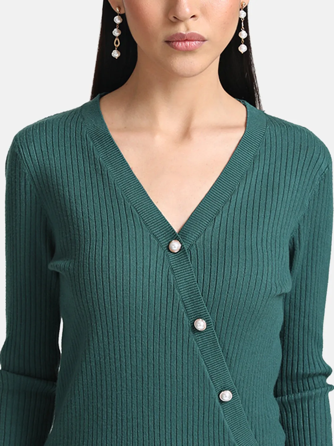 Ruched Asymmetrical Placket Pullover