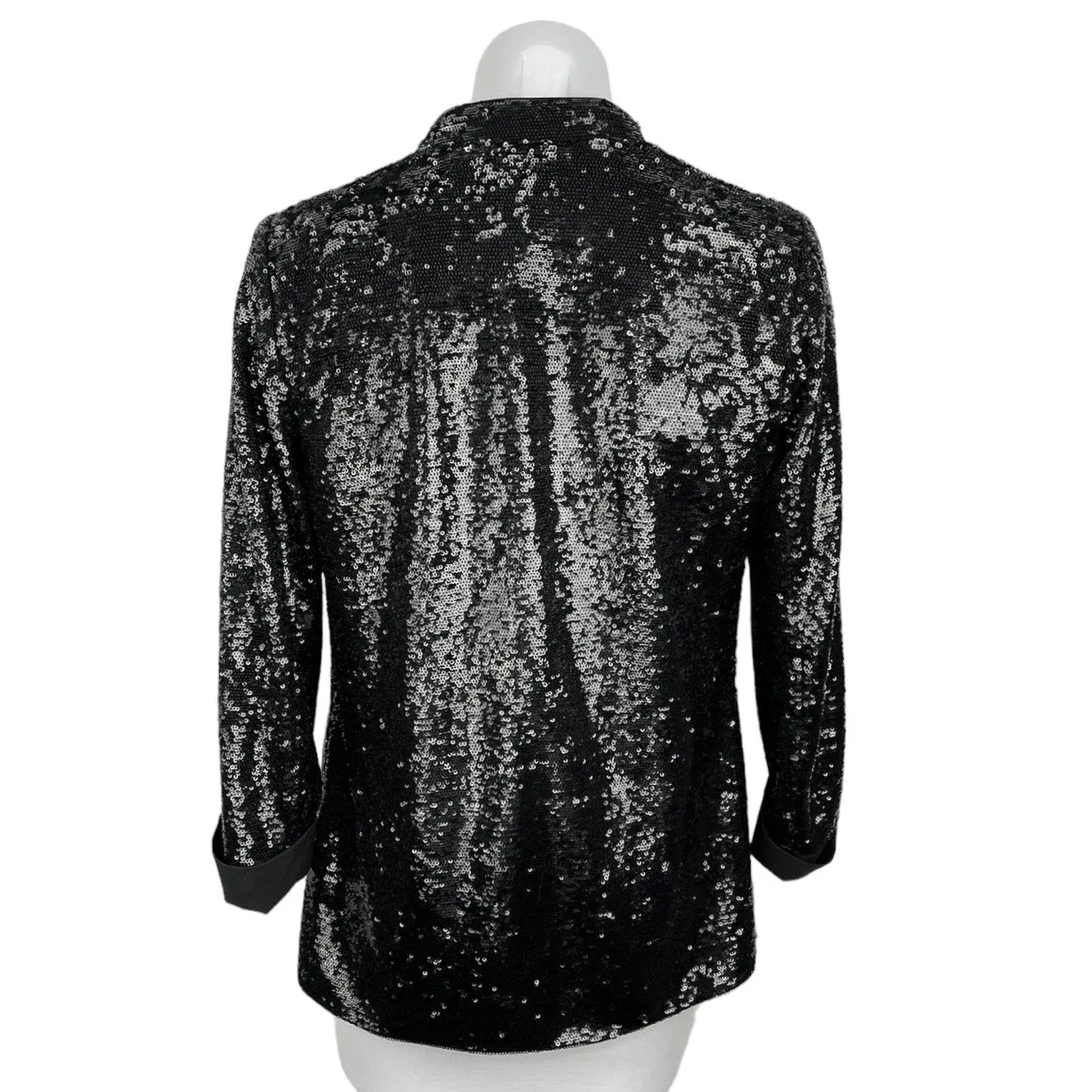 Sam Edelman Black All Over Sequin Open Front Career Office Blazer Coat Jacket S