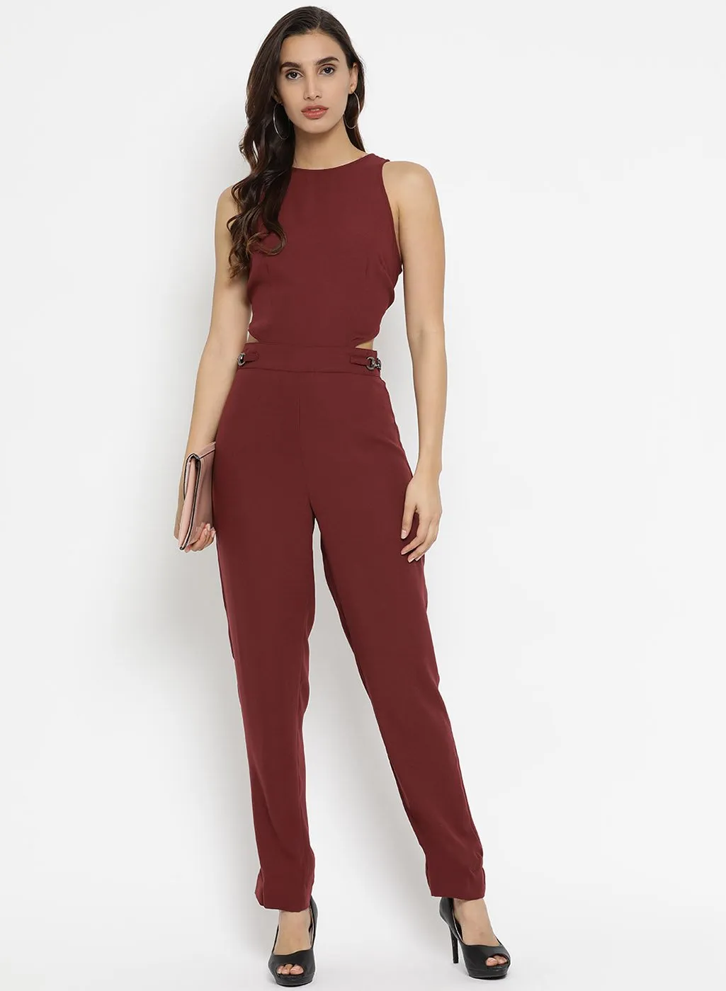 Sleeveless Jumpsuit Cut Out Waist