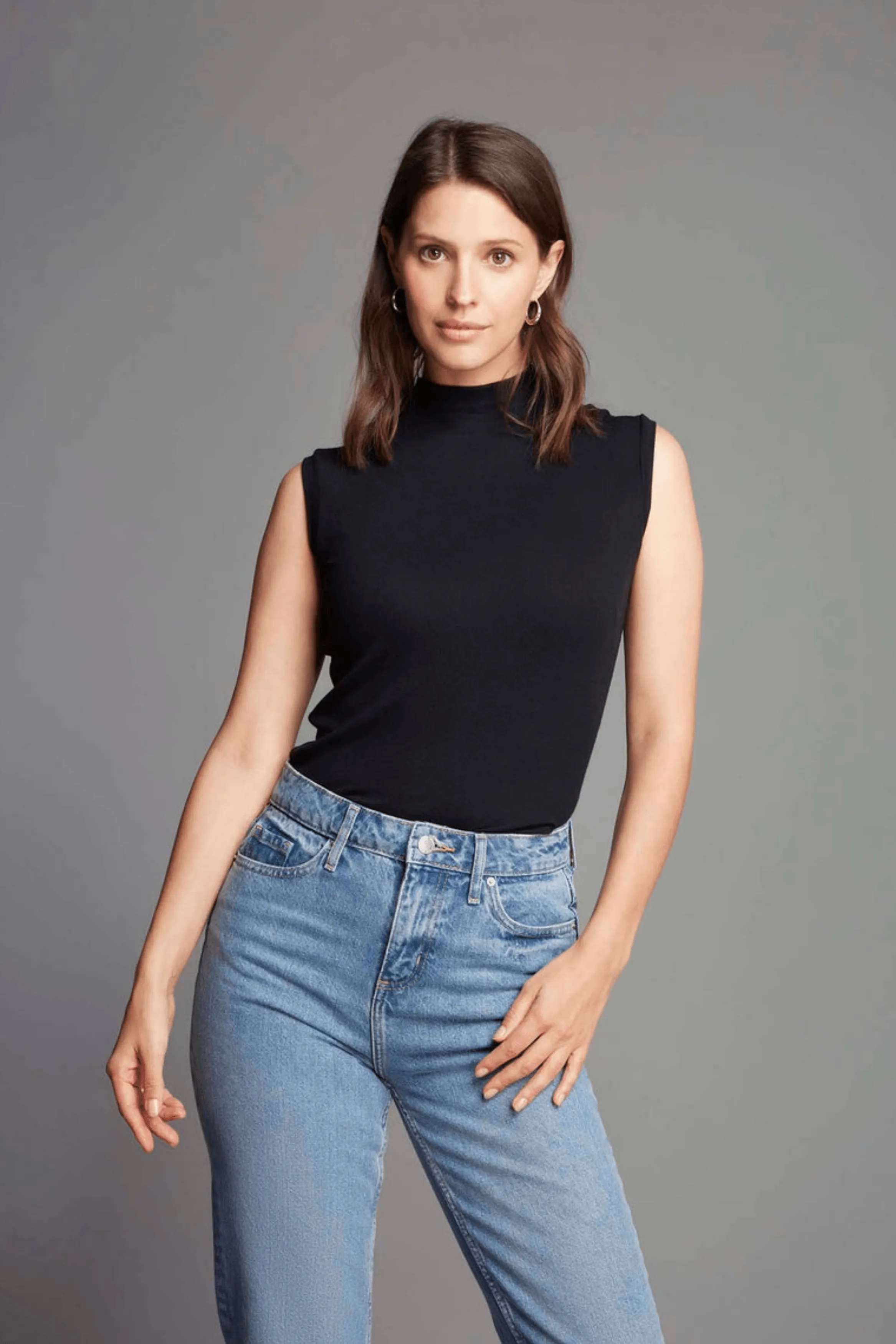 Sleeveless Mock Neck Micro Modal Top