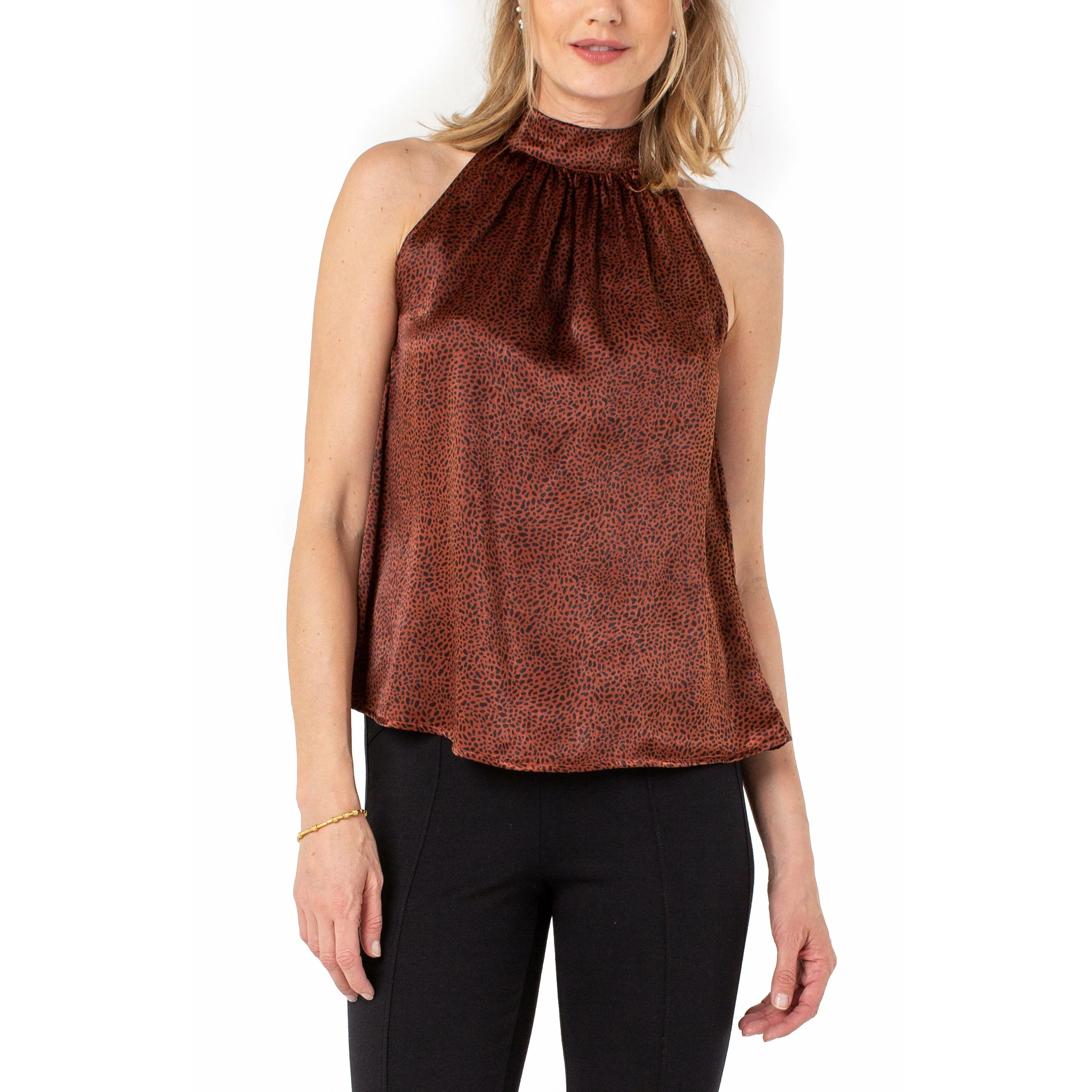 Sleeveless Mock Neck Tank With Neck Ties