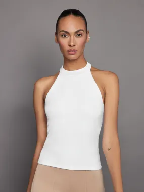 SLEEVELESS MOCK NECK TOP IN MELT - WHITE