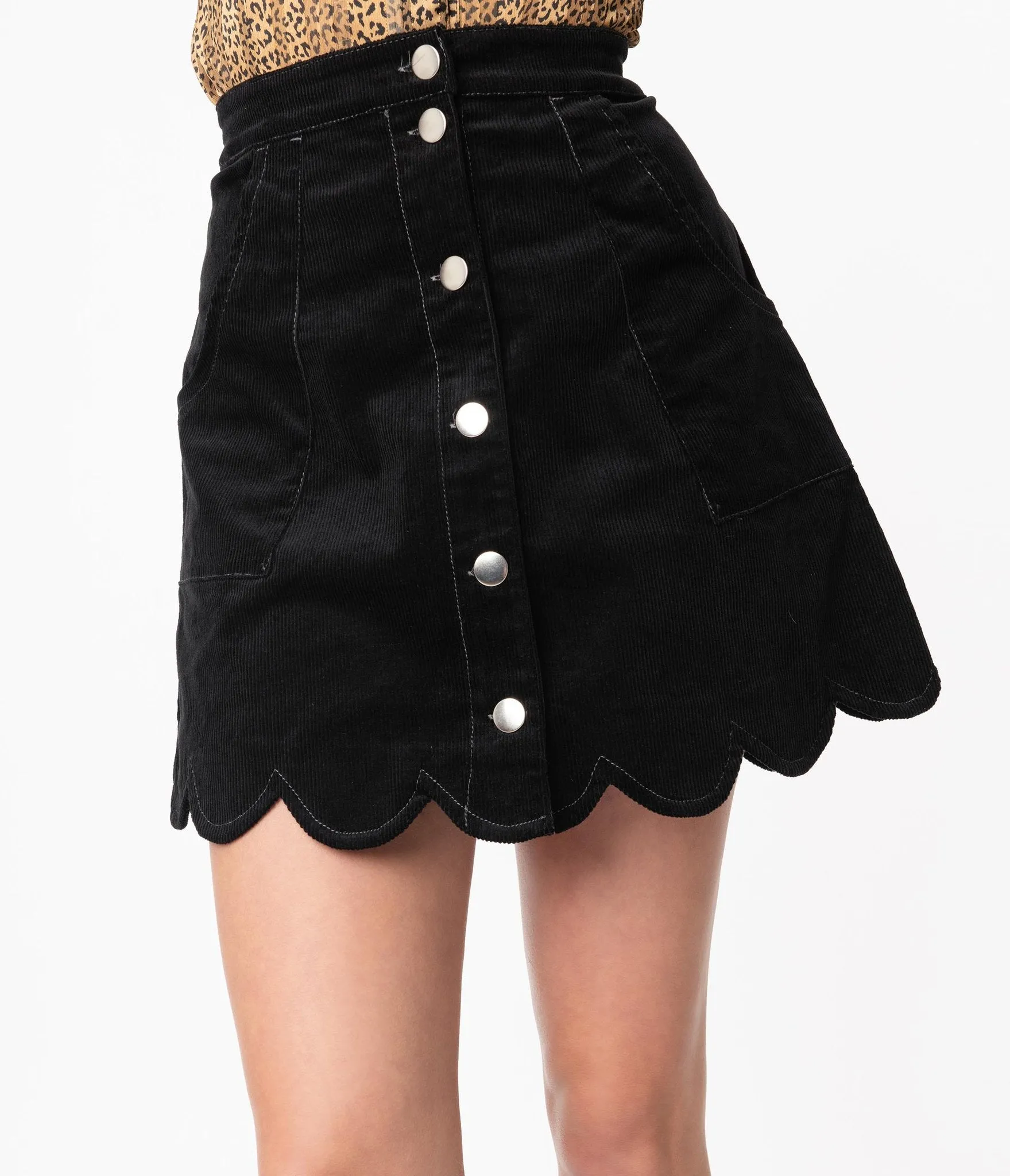 Smak Parlour Black Corduroy Mini Skirt - Campus Style