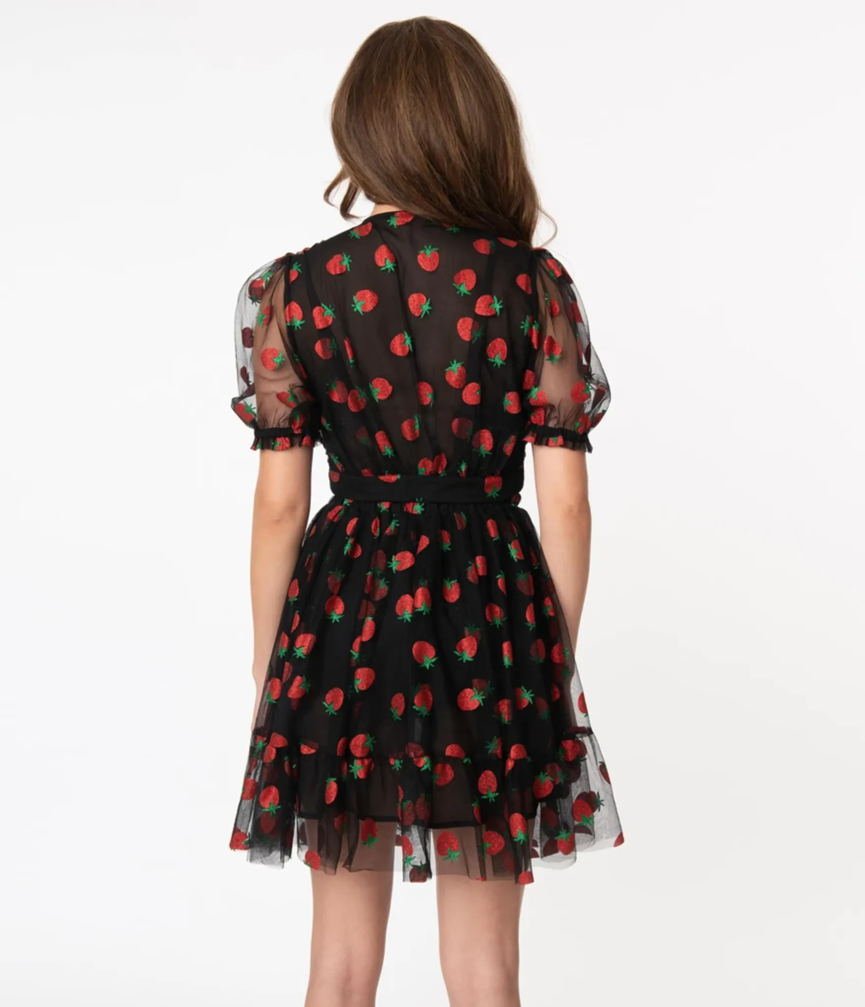 Smak Parlour Black Strawberry Print Skirt