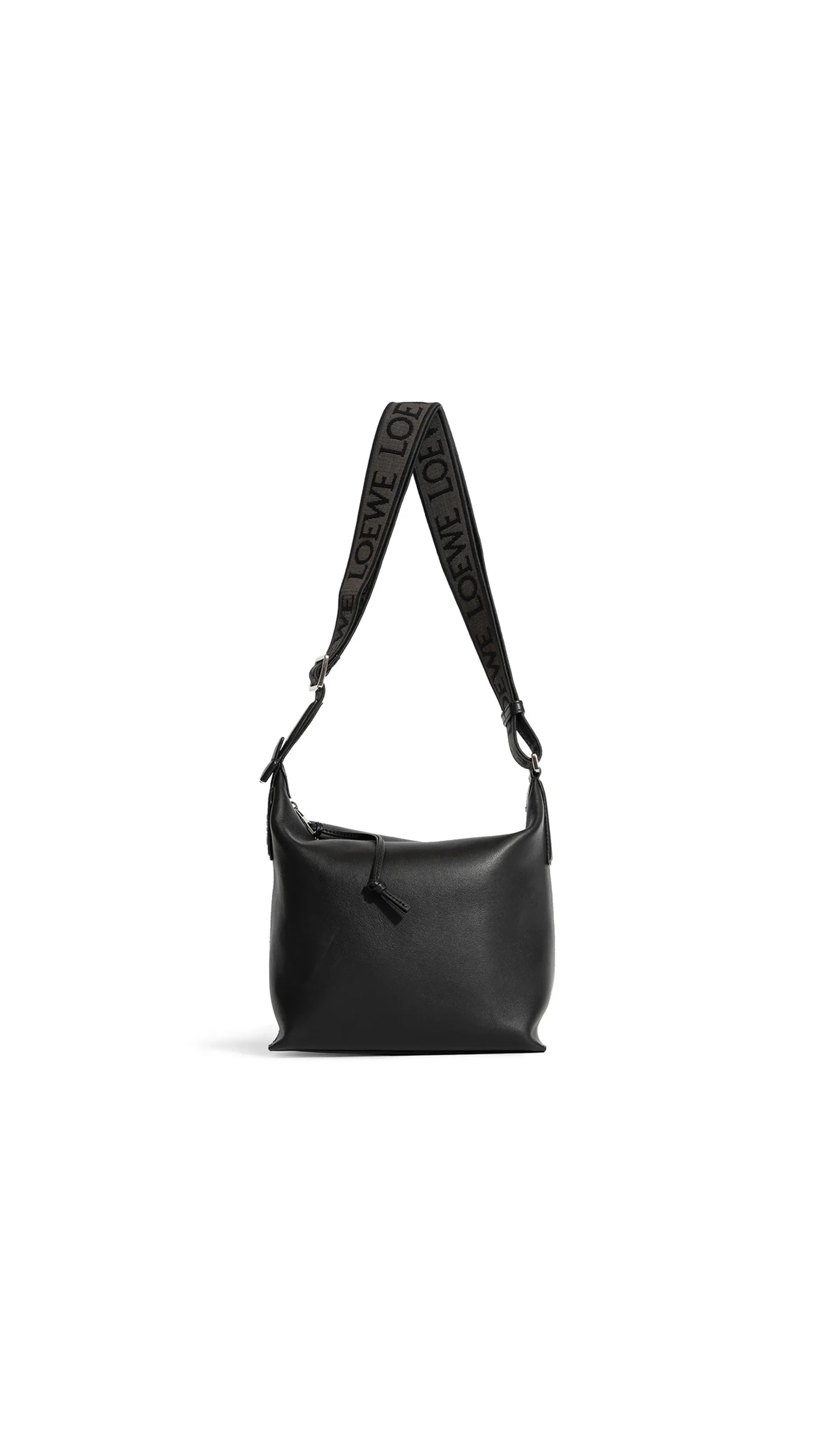 Small Cubi Crossbody Bag in Supple Smooth Calfskin and Jacquard - Black