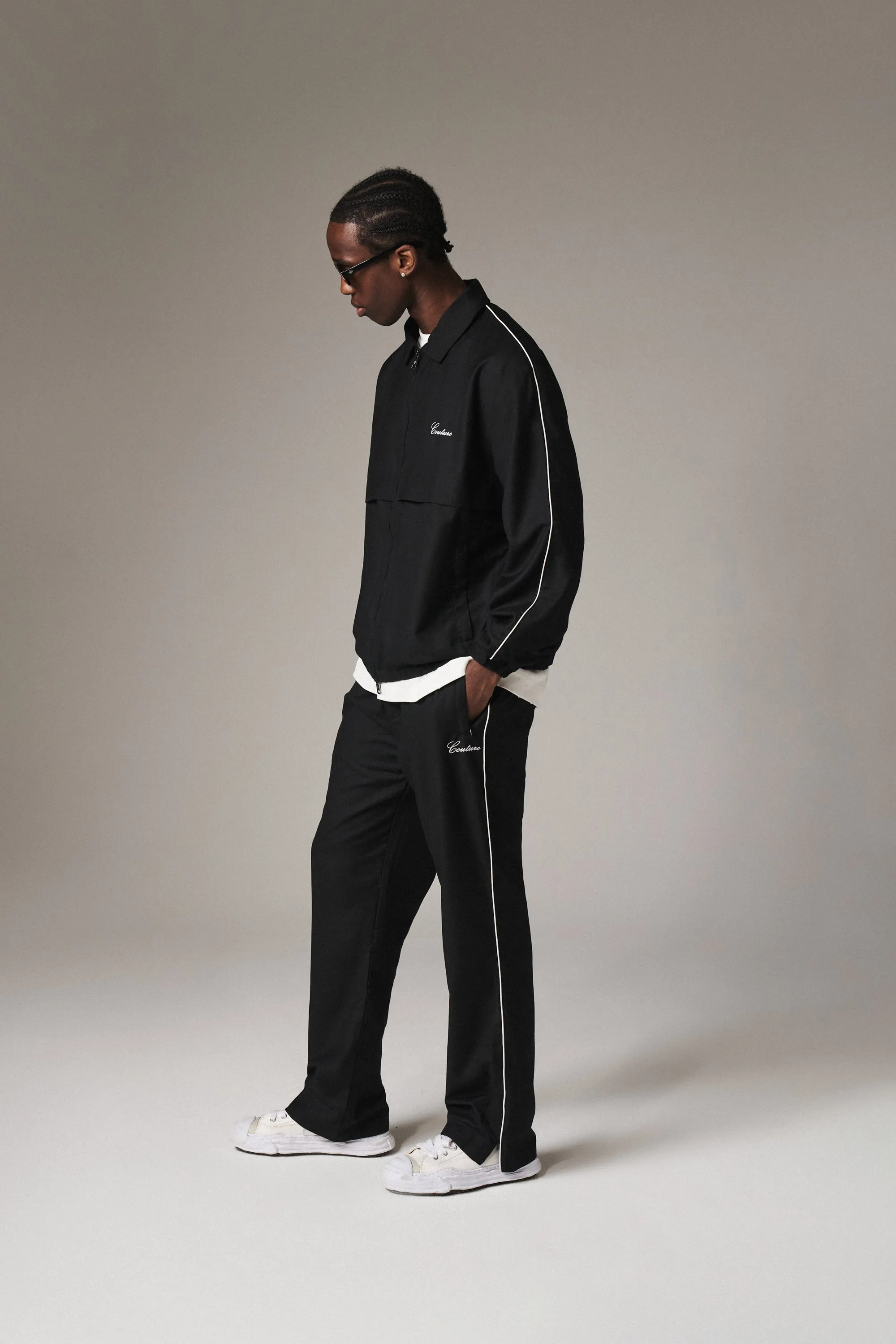 SMART PIPED TRACK JACKET - BLACK