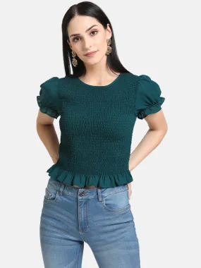 Smocked Round Neck Top