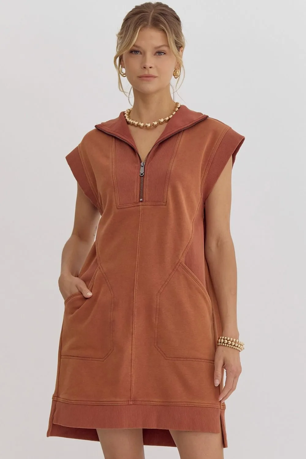 Solid Mock Neck Dress - Shop now for the latest fashion trends