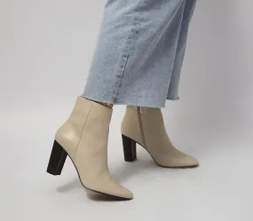 Stack Heel Ankle Boots Off White - Women's Office Adore