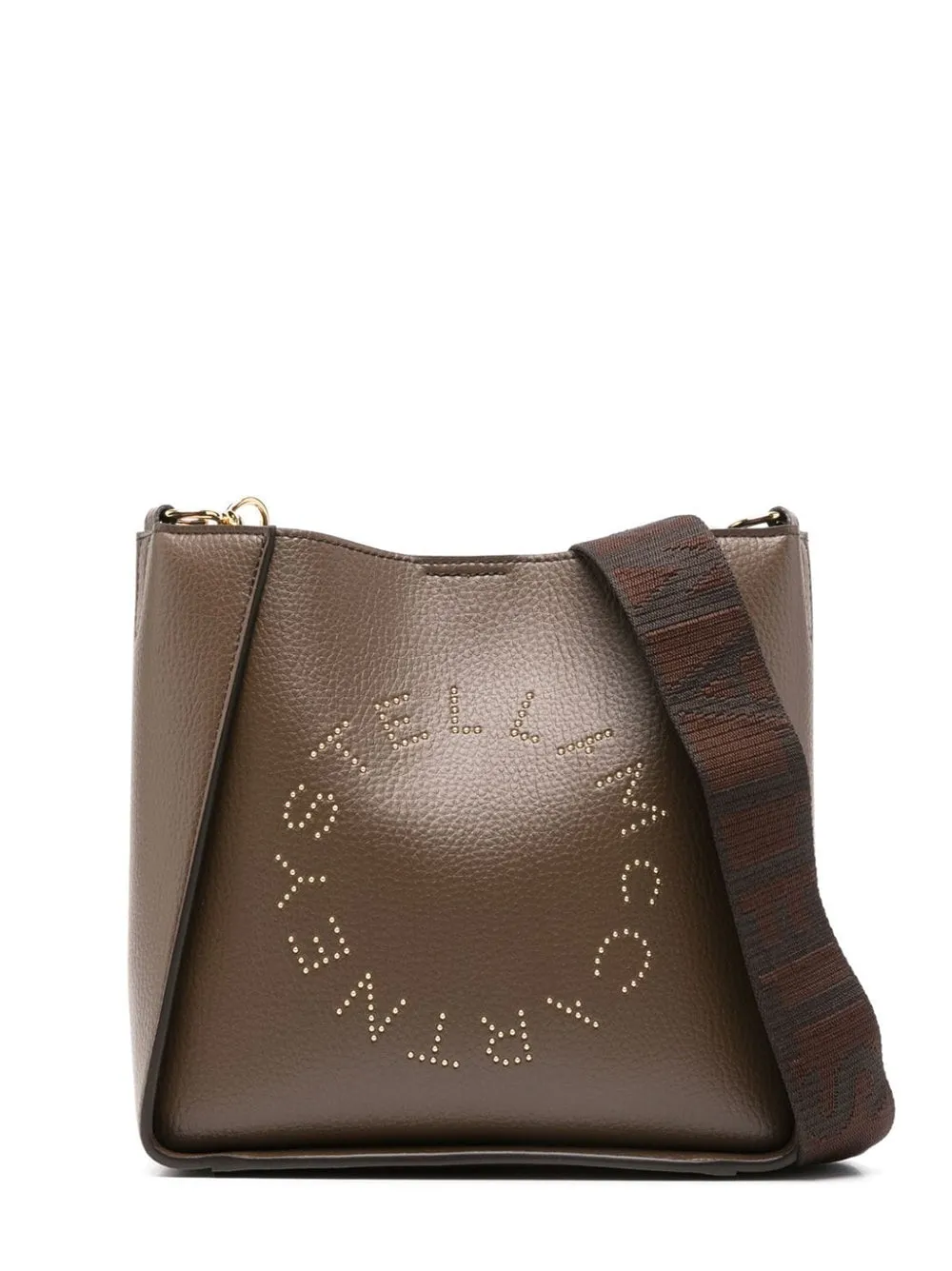 Stella McCartney Mini Crossbody Bag Grainy With Studded Logo in Brown