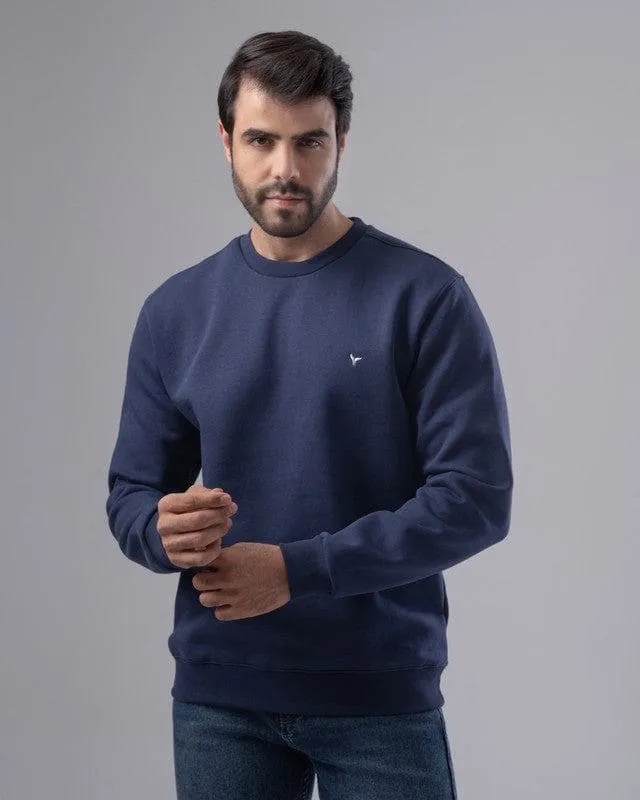 Sweatshirt, Navy Blue, Round Neck