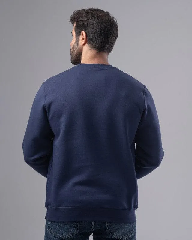 Sweatshirt, Navy Blue, Round Neck