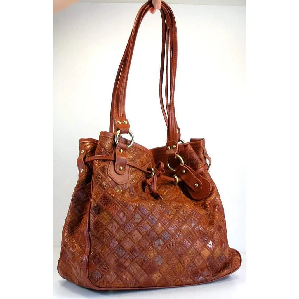 Tan Crocodile Zigzag Hobo