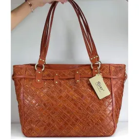 Tan Crocodile Zigzag Hobo