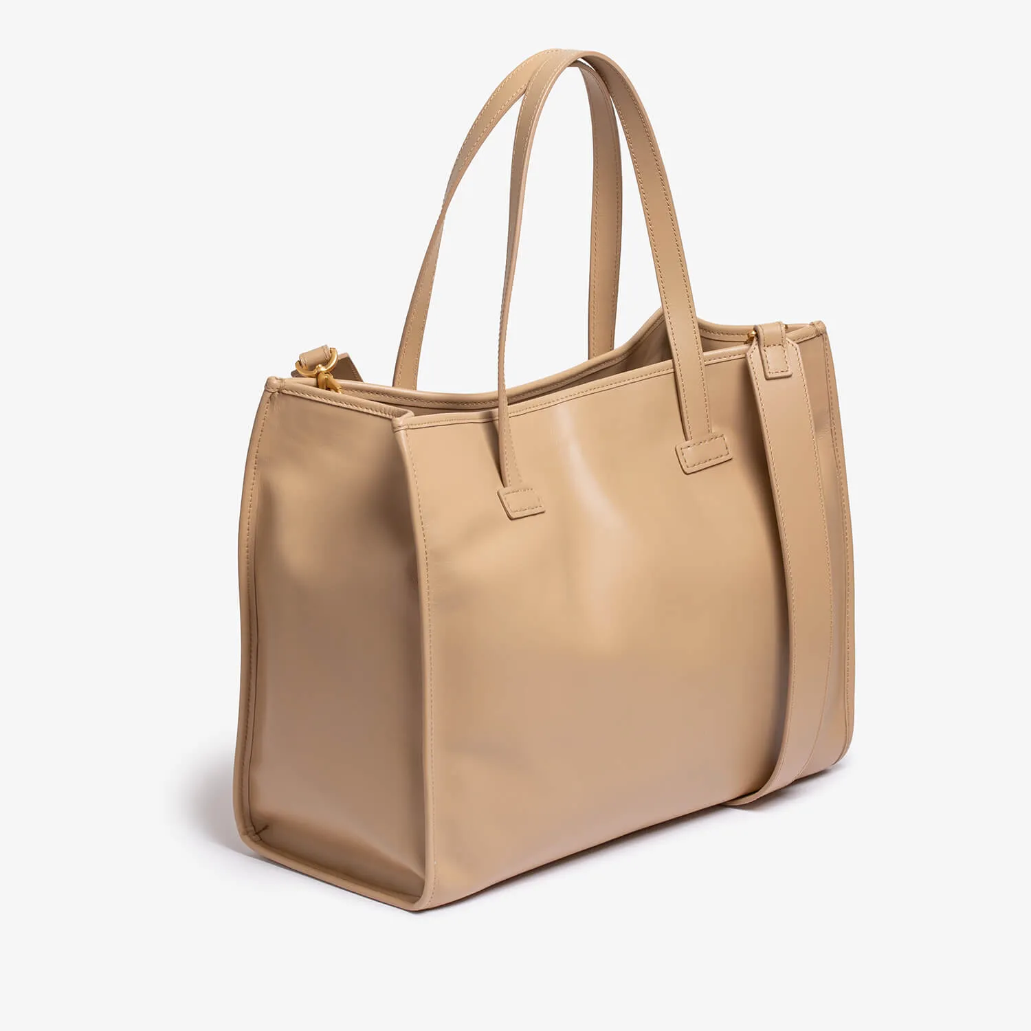 Taupe calfskin big box bag