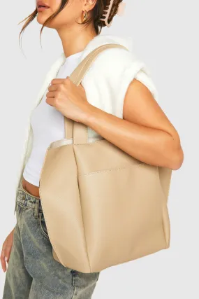 Textured Pu Structured Tote Bag