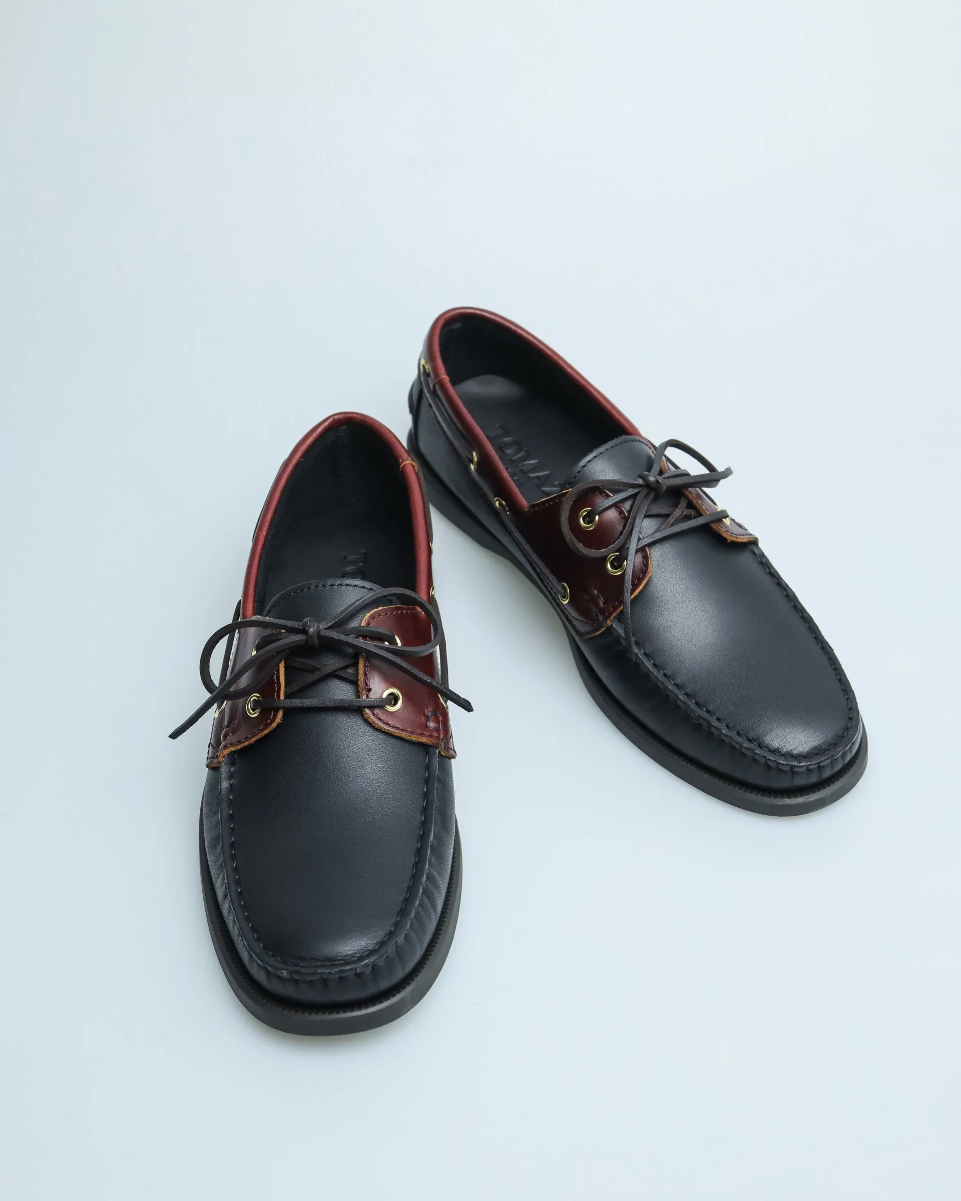 Tomaz Men's Leather Boat Shoes Black