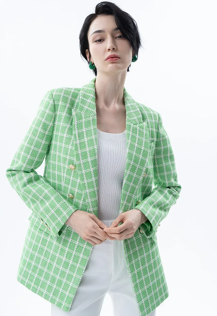 Tweed Blazer with Notched Long Sleeves