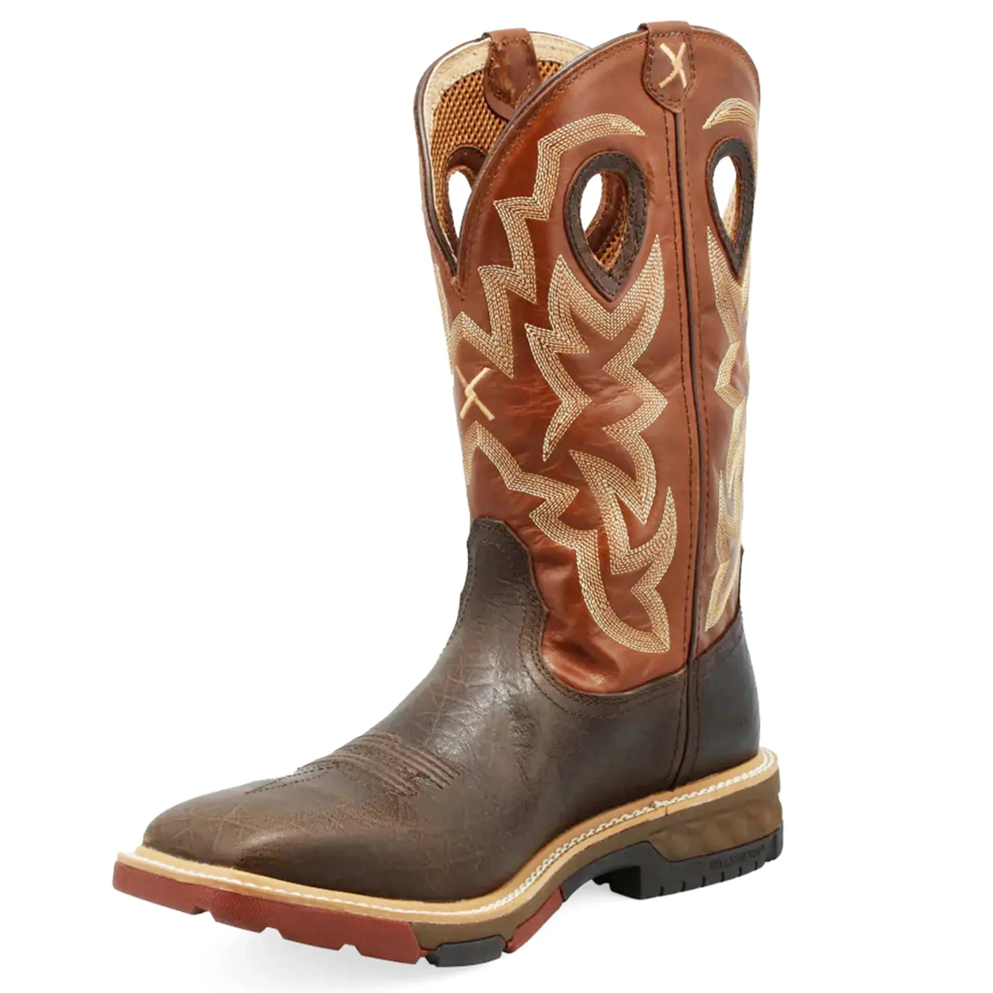 Twisted X Men's Waterproof Square Toe Boot in Distressed Brown