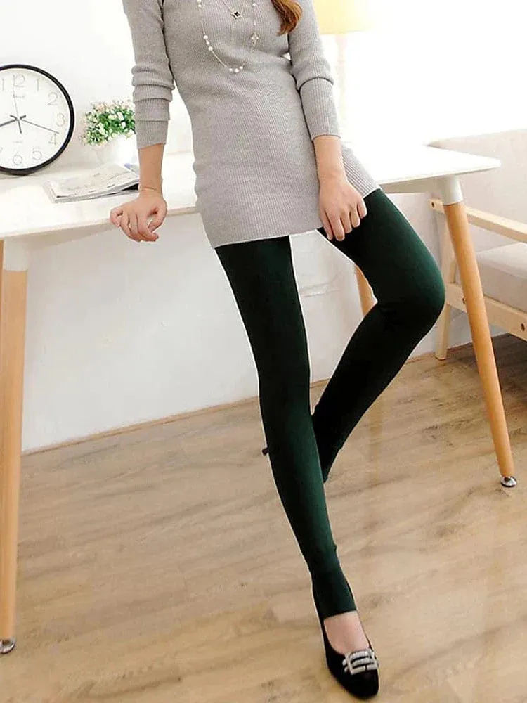 Ultra-Warm Black Wine Fleece Lined Leggings Women