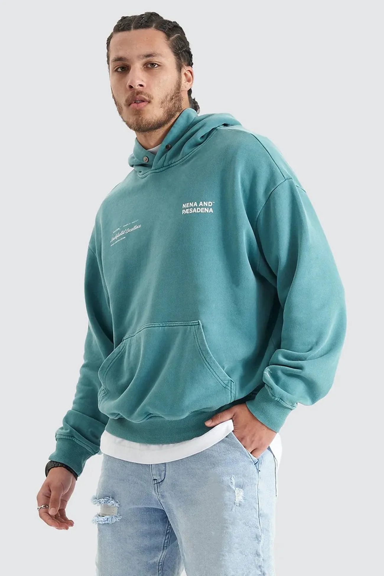 Umpire Heavy Box Fit Hooded Sweater Pigment Teal