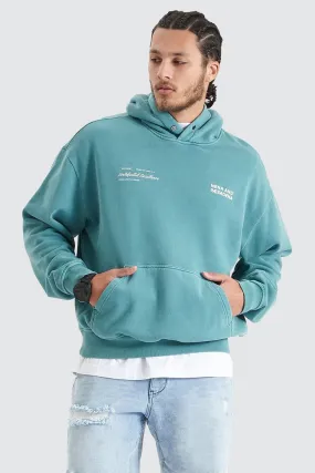 Umpire Heavy Box Fit Hooded Sweater Pigment Teal