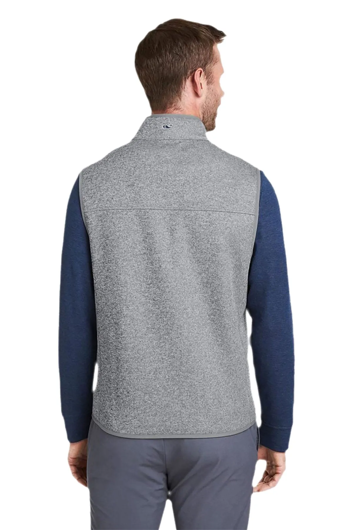 Vineyard Vines Custom Mens Mountain Sweater Fleece Vests, Grey Heather