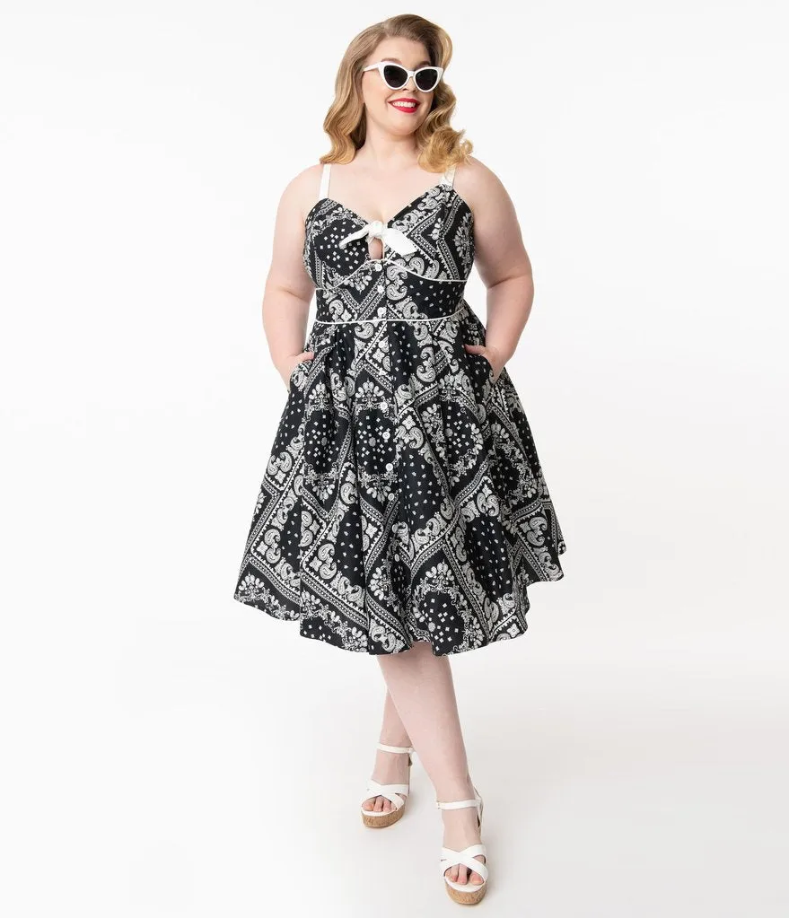 Vintage Black Bandana Print Swing Dress - XS Only