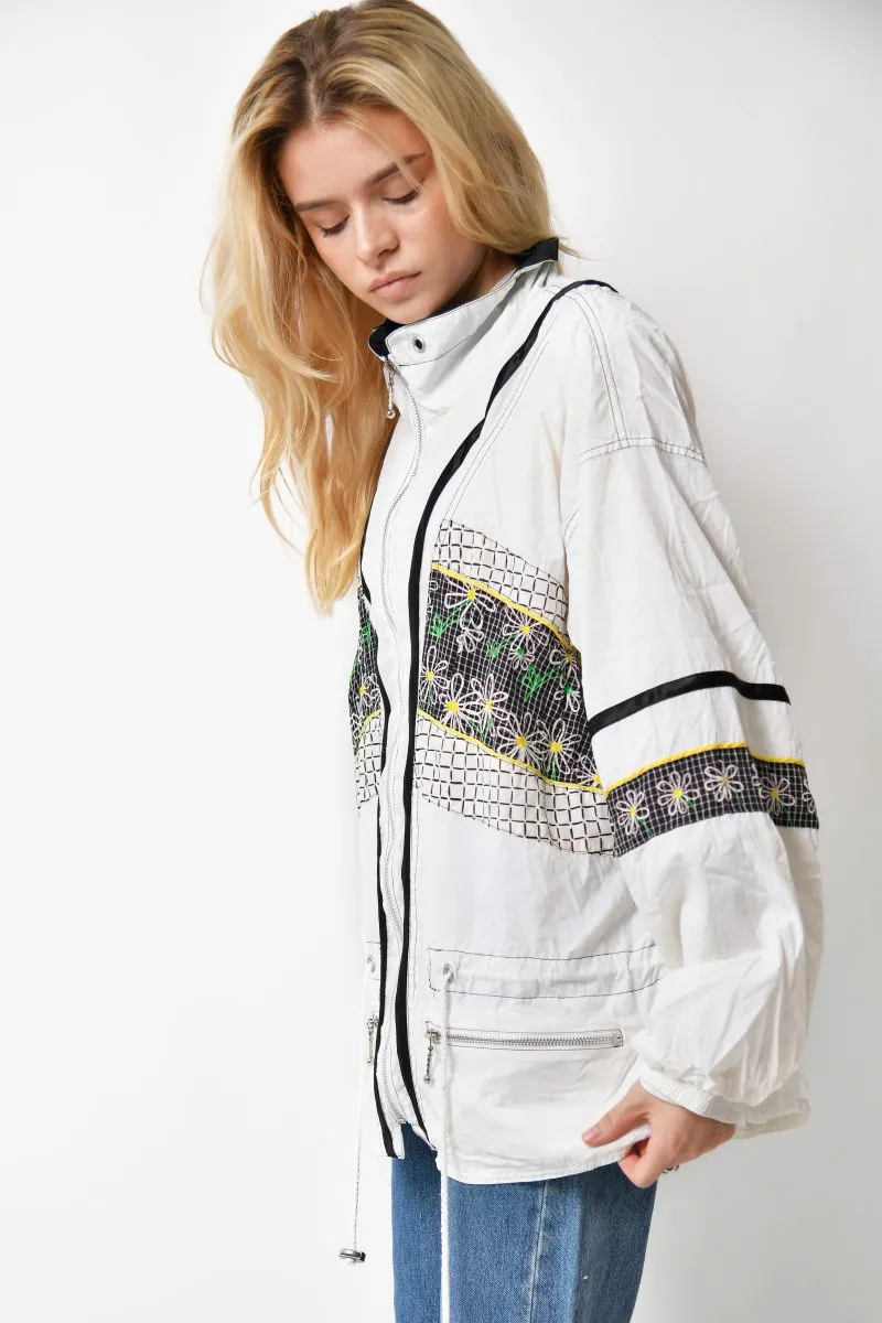 Vintage floral windbreaker white