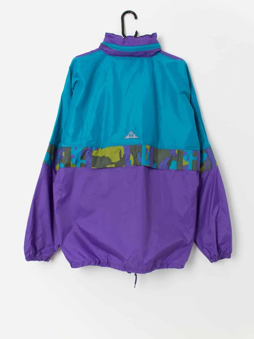 Vintage rain jacket windbreaker in bright blue and purple – Large / XL