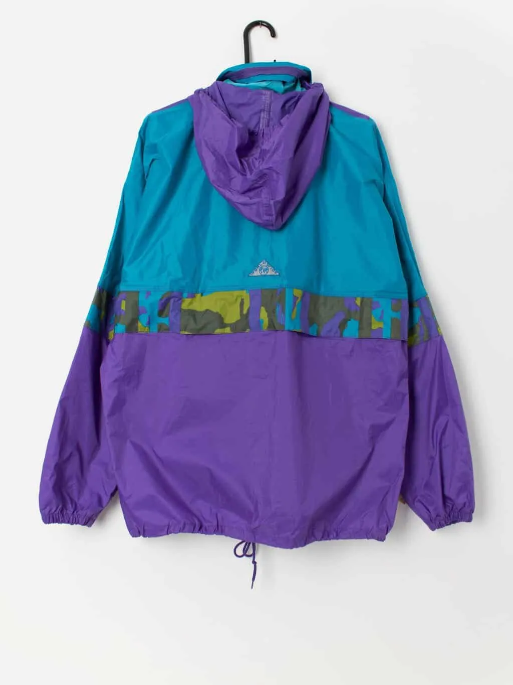 Vintage rain jacket windbreaker in bright blue and purple – Large / XL