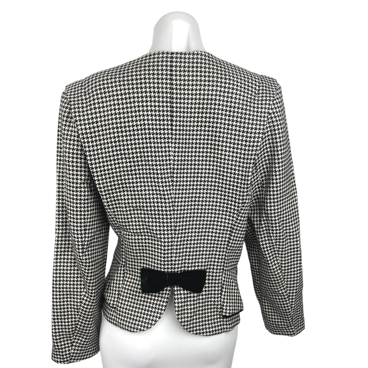 Vintage Stunner Black White Houndstooth Asymmetric Button Up Career Blazer Sz 40