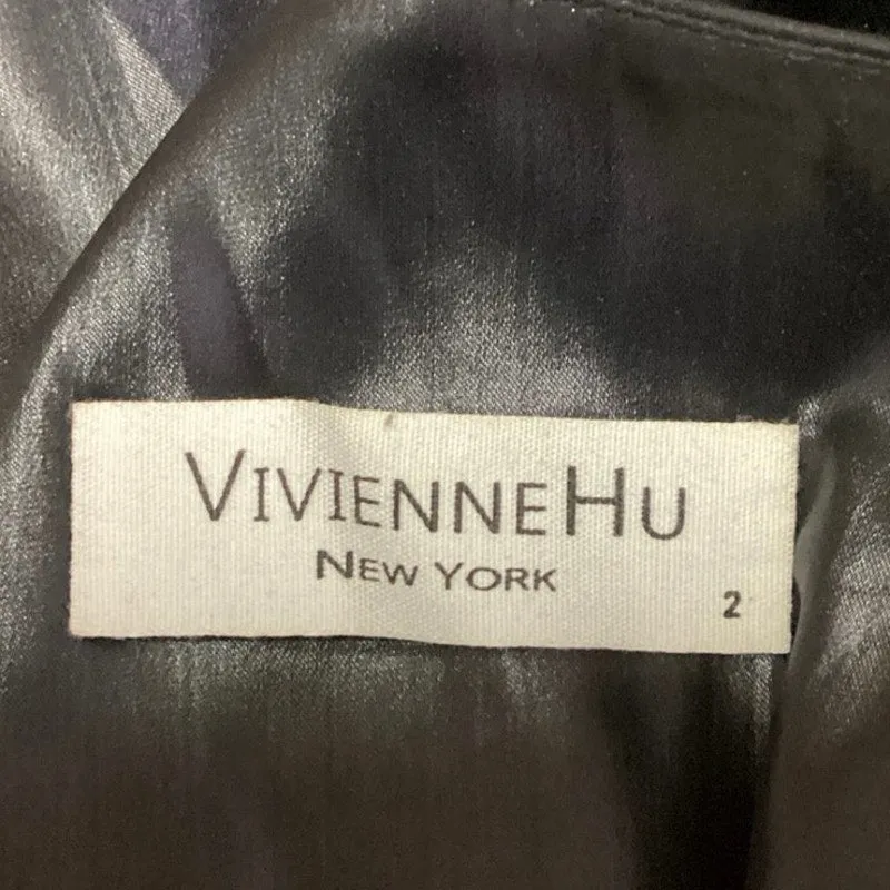 Vivienne Hu Black Silk Satin Draped Biker Collared Blazer Crop Coat Jacket Sz 2