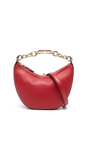 Vlogo Moon Mini Hobo Bag in Nappa Leather with Chain - Red