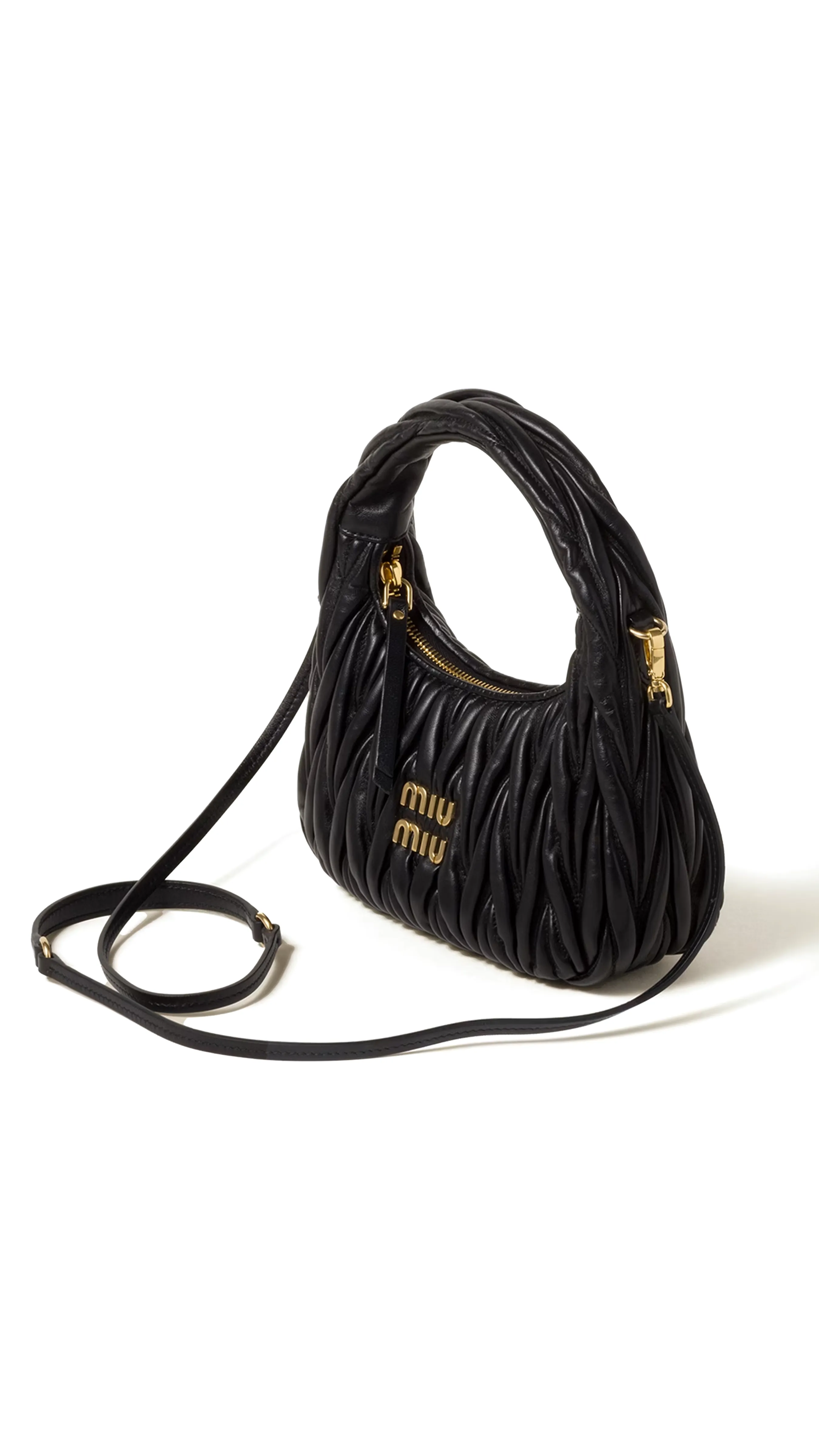 Wander Matelassé Nappa Leather Mini Hobo Bag - Black