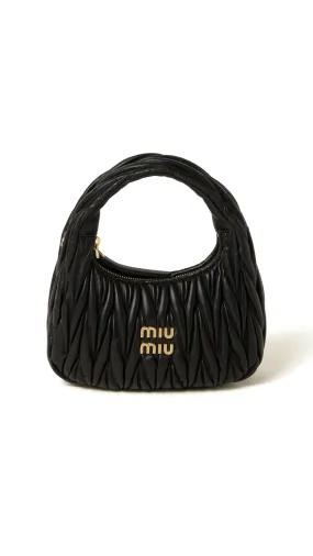 Wander Matelassé Nappa Leather Mini Hobo Bag - Black