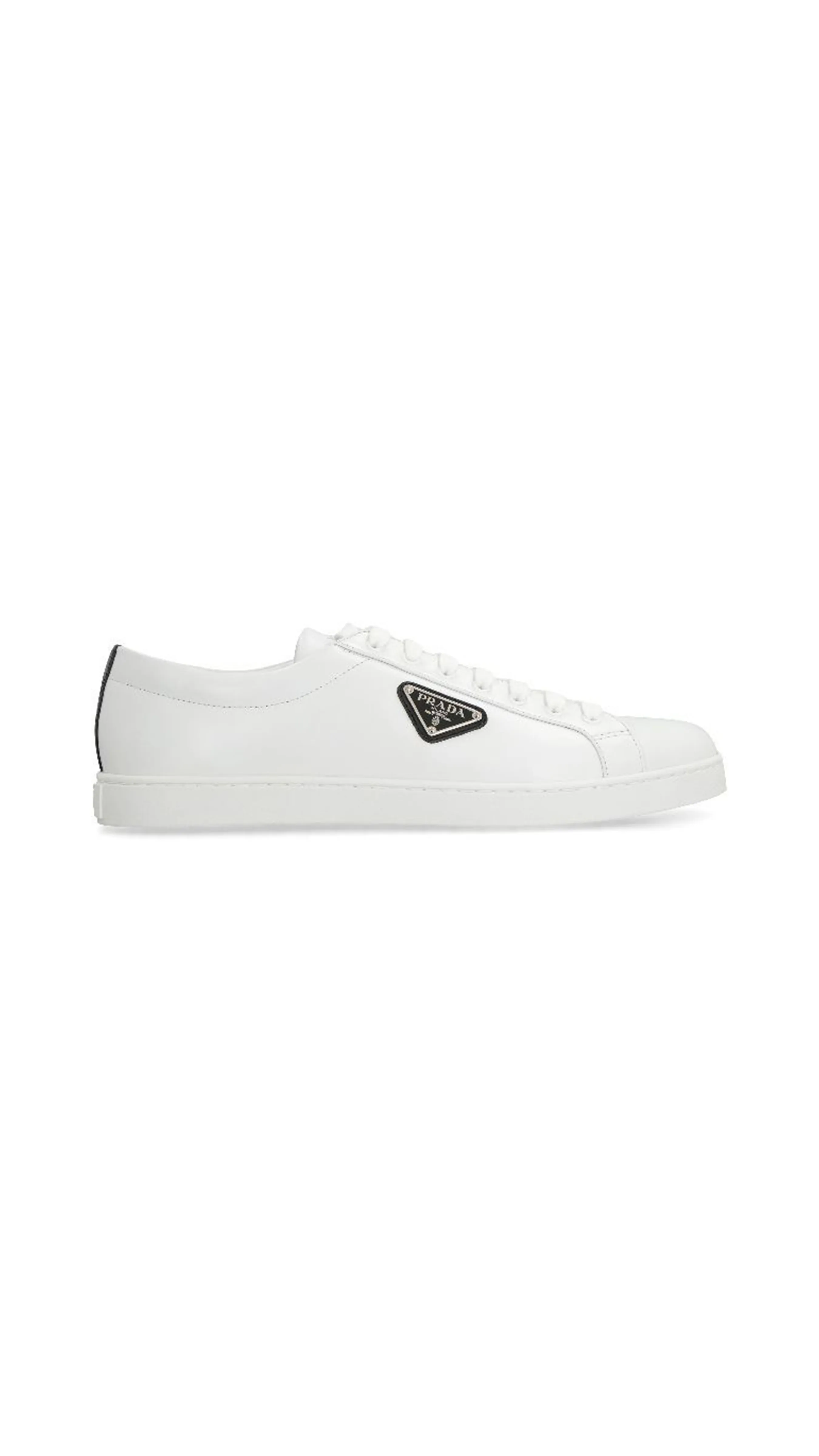 White and Black Brushed Leather Sneakers